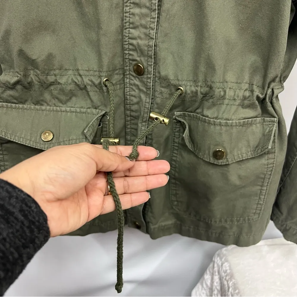 Miss London small jacket olive green army cargo style w/hood - Image 3