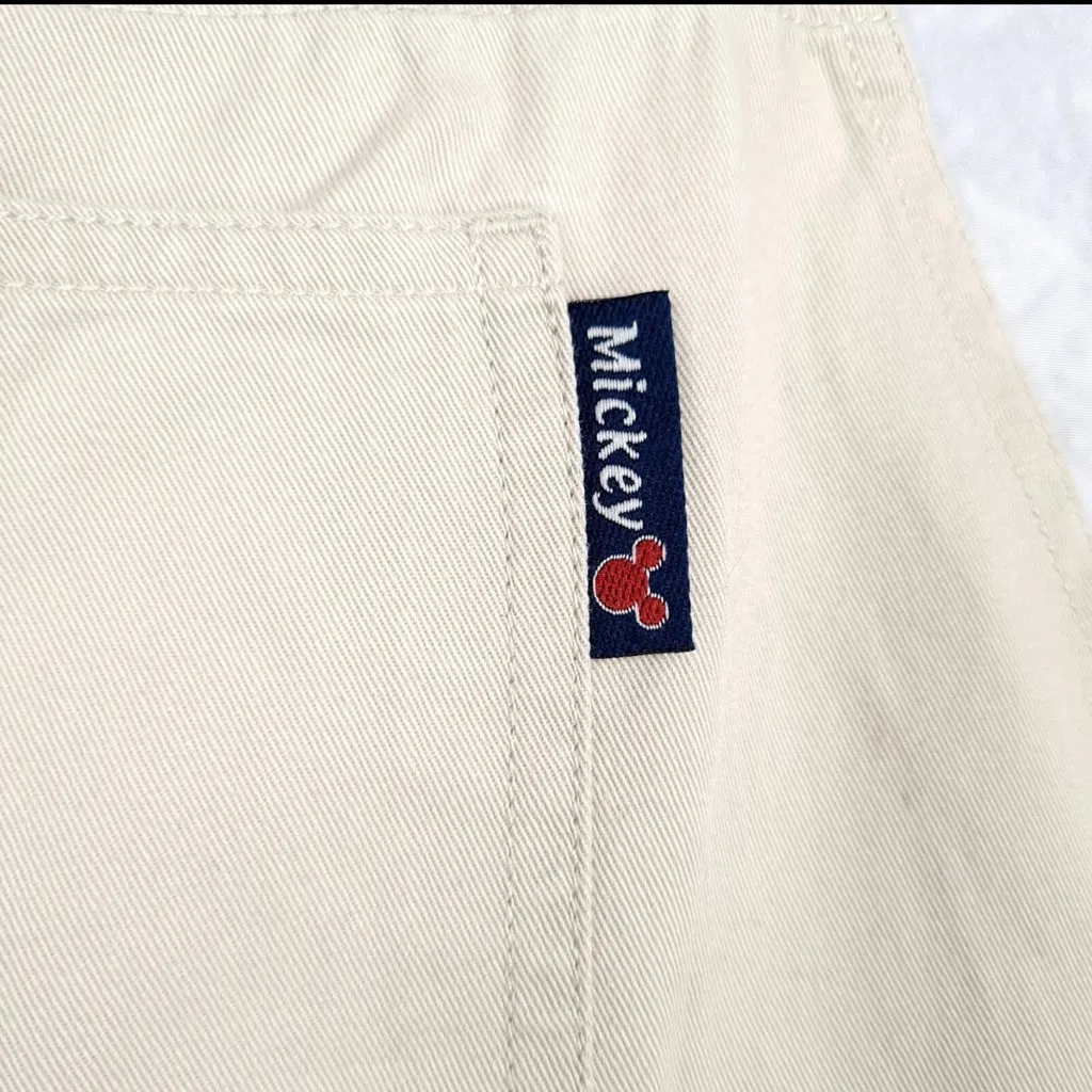 Vintage Disney Y2K Mickey Mouse Embroidered tan shorts Overalls bibs 22 - Image 8