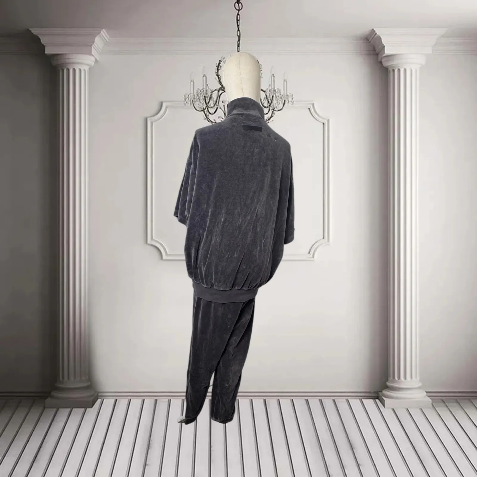 🖤 Fear of God Essentials Iron Velour Mock Neck Sweatshirt & Sweatpants Set Black - Image 2