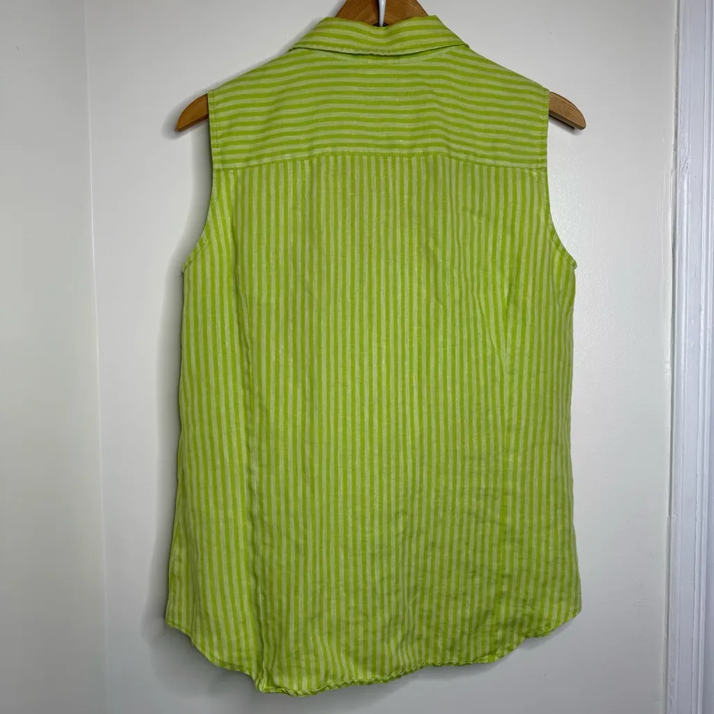 Liz Claiborne Liz Sport Linen Sleeveless Blouse Top Women’s Size Large Green - Image 4