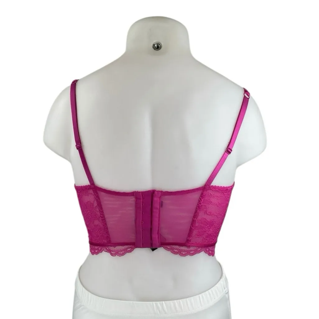 NEW Victoria Secret Bombshell Pink Floral Lace Adjustable Push Up Bra Top Sz 36C - Image 3