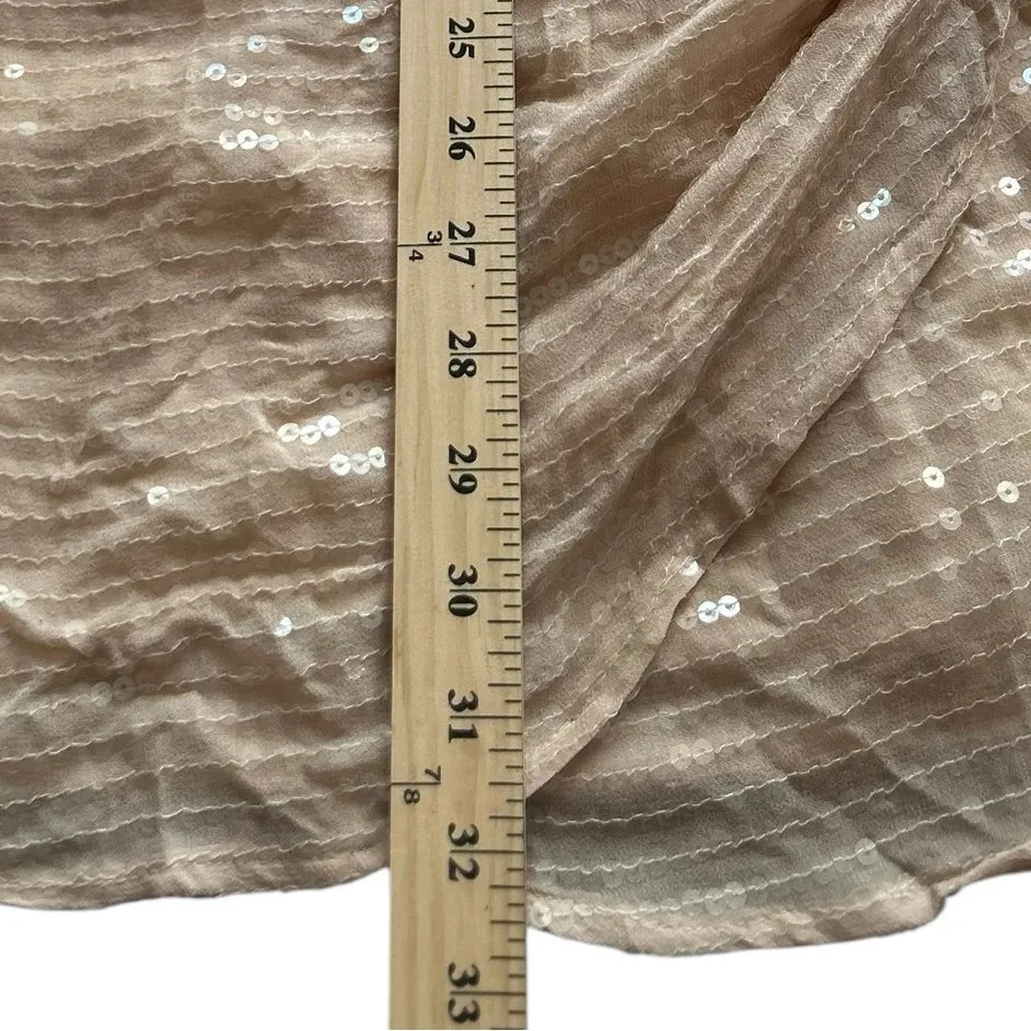 Forever 21 Sequin Draped Mini Dress Beige V-Neck‎ Party Size M - Image 7