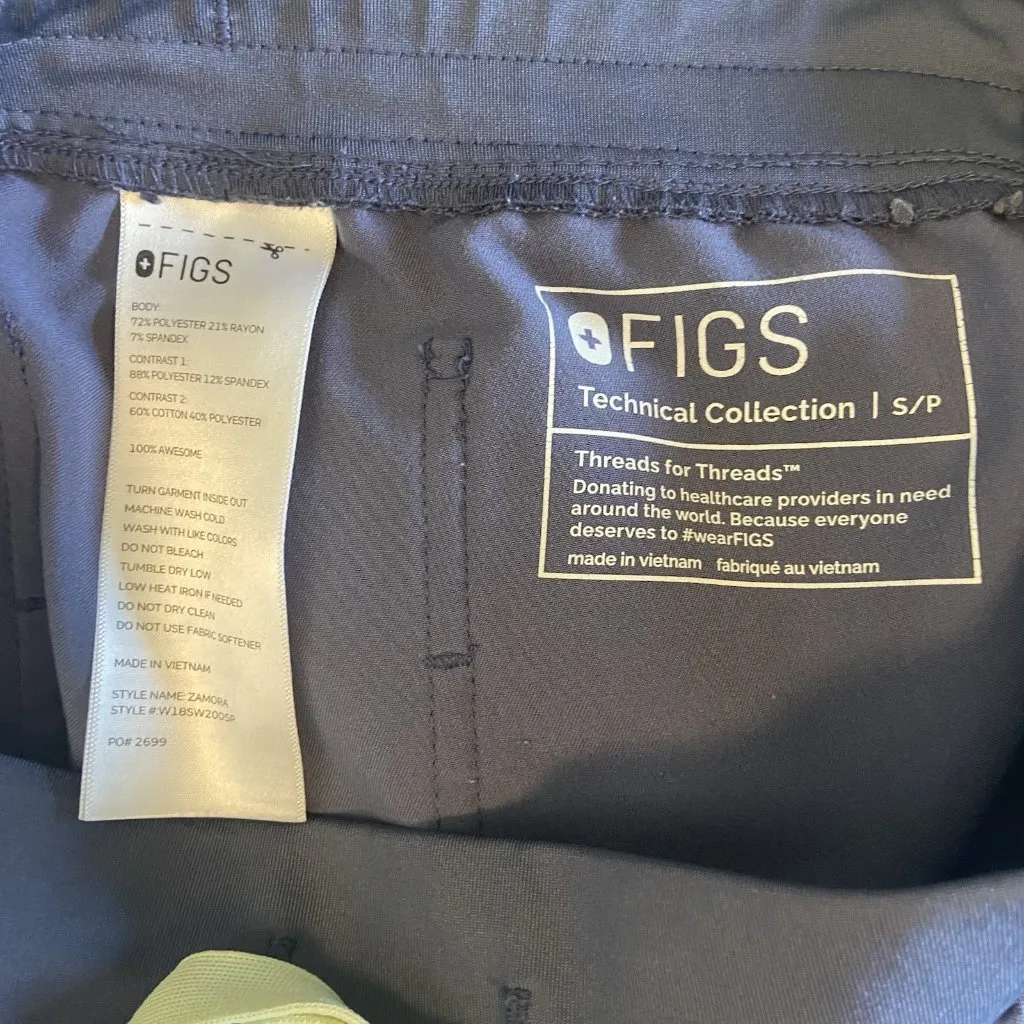 Figs Light Blue Scrub Tapered Pants Nursing Medical Care Taker‎ Uniform Size S/P - Image 9