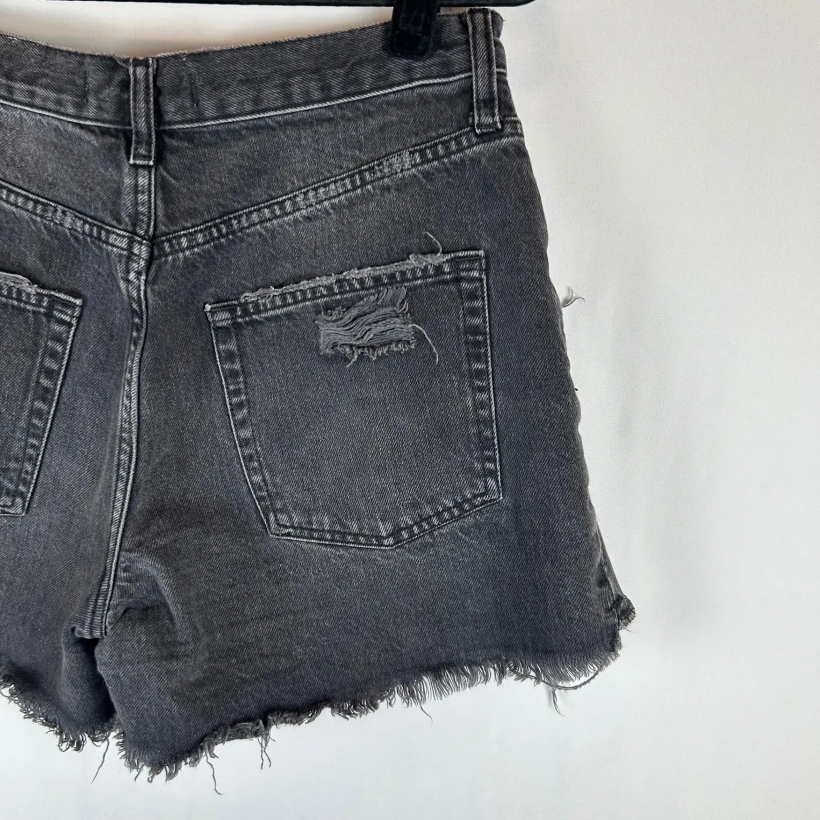 We The Free Distressed Black Denim Cutoff Button Fly Shorts Women's Size 28 - Image 16