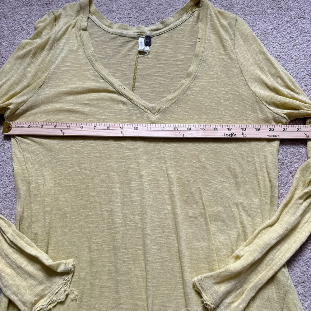 Free People Anna Burnout Tunic Long Sleeve Tee Size Large Yellow top distressed - Image 6