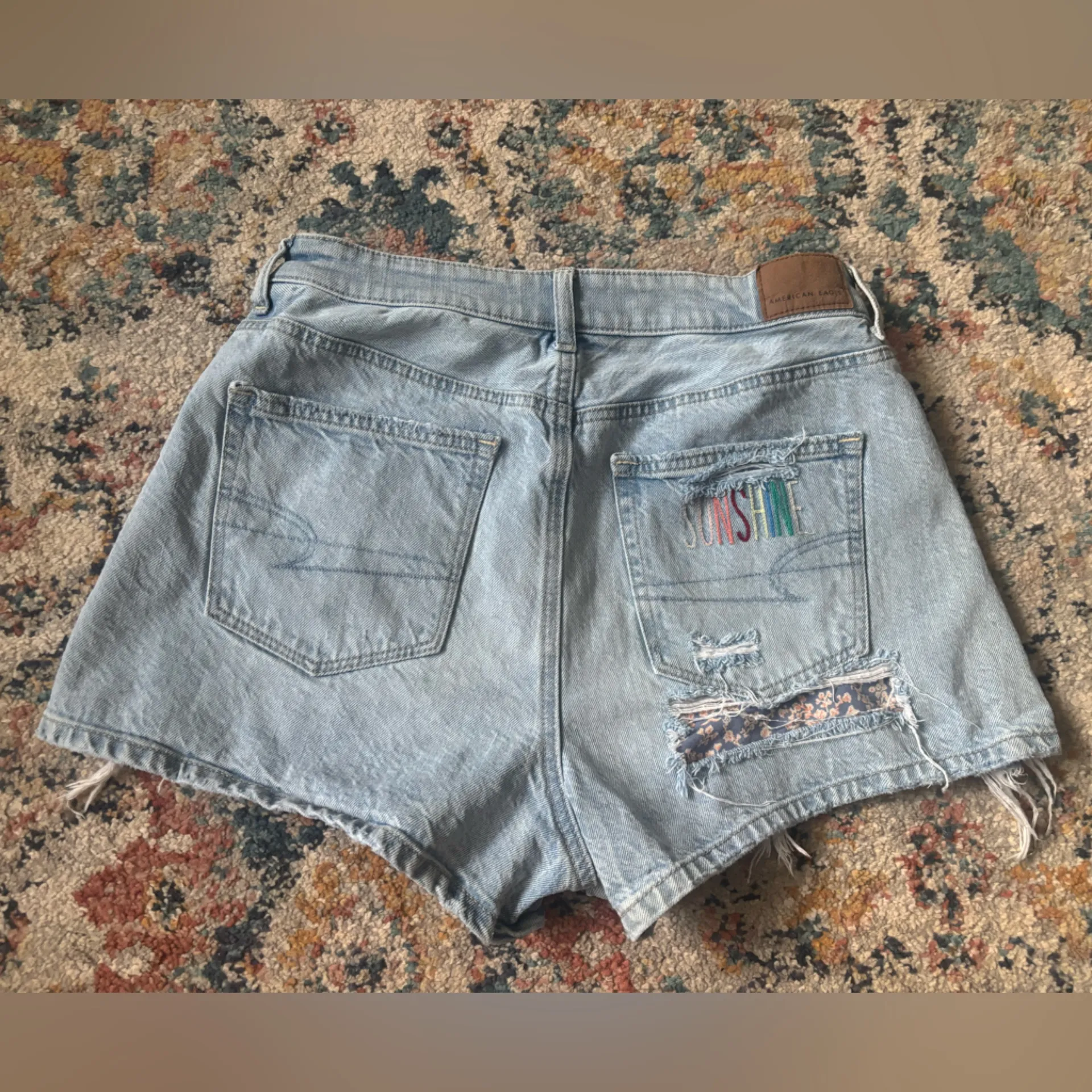 American Eagle  Outfitters Light Blue Ripped Jean Shorts - Image 2