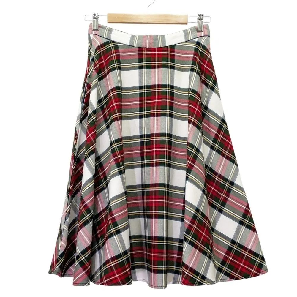 Hell Bunny Vixen Plaid Midi Skirt Red Green Tartan Swing Circle Skirt Size Small - Image 2