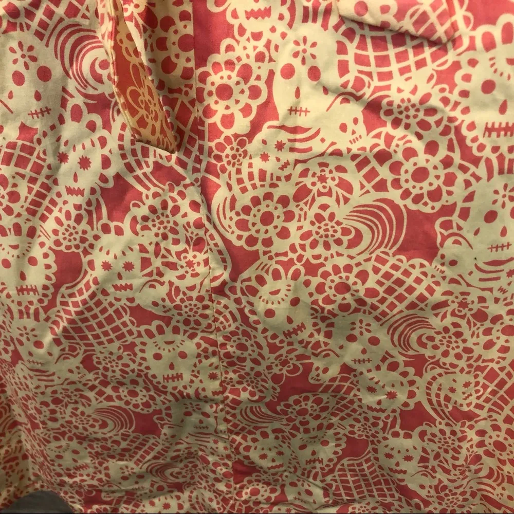 RockSteady Women’s Size Small Pink/Cream Skull Print Retro Halter Dress Pink - Image 10