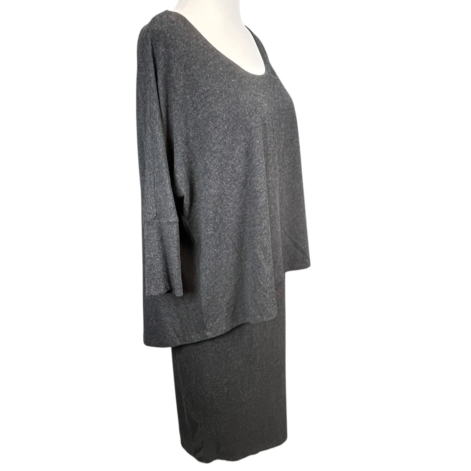 Soft Surroundings Women's Gray Layered Overlay Sheath Dress Comfort Fit Small - Image 2