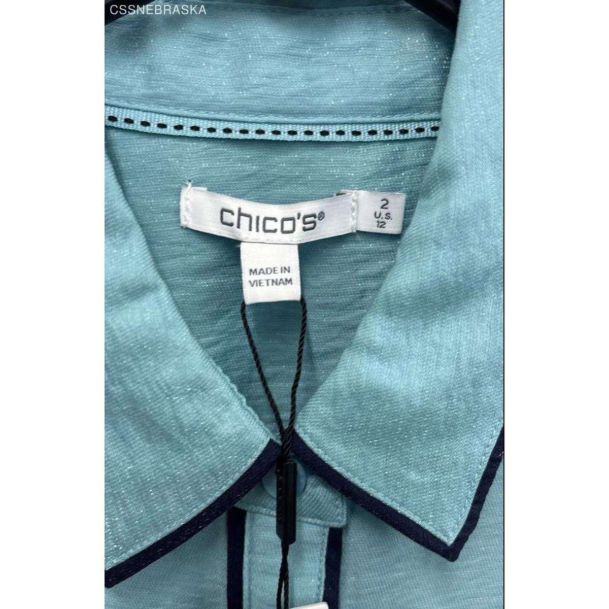 Chicos Womens Blue Classic Collared Dobby Shirt - Image 5