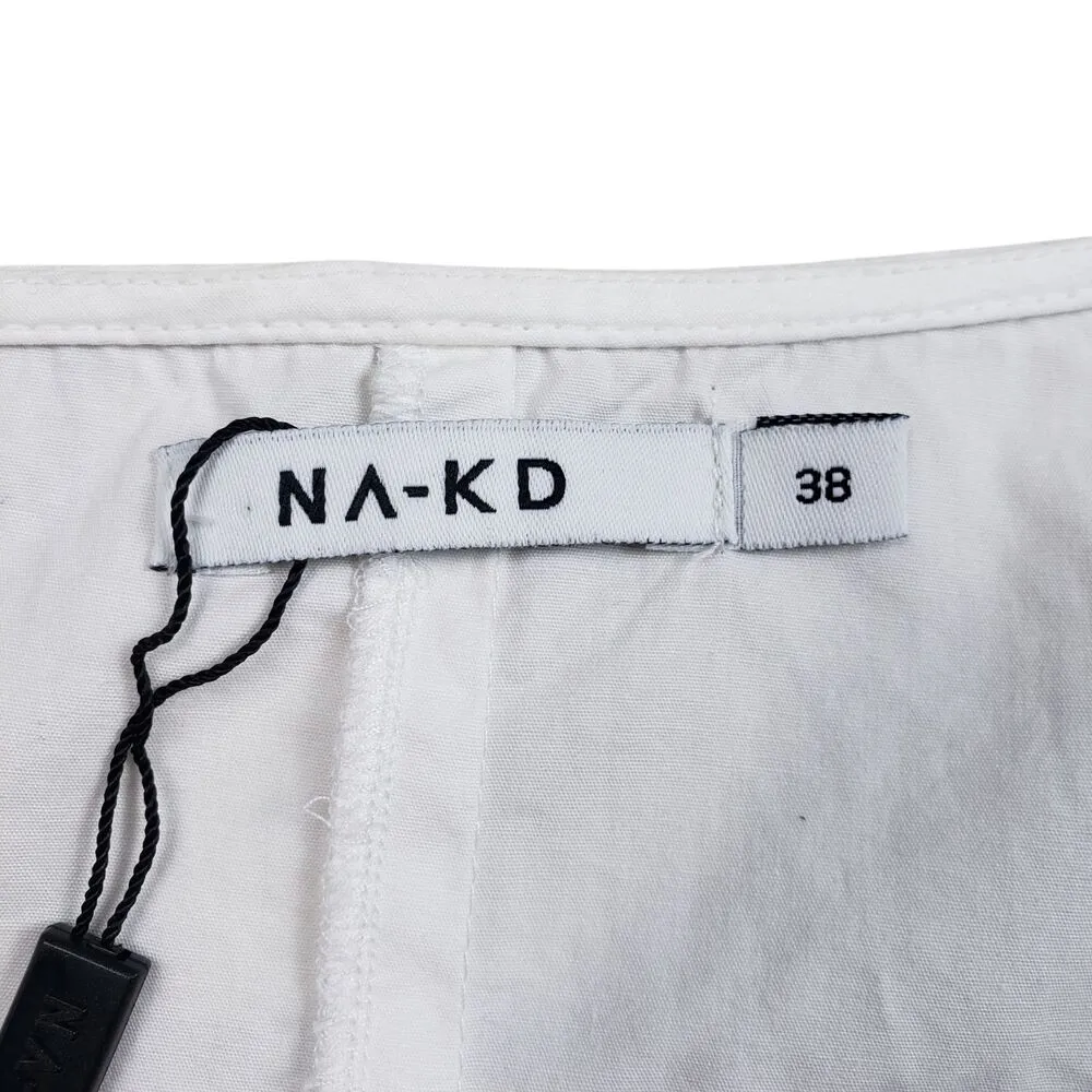 NAKD Puffy Shoulder Corset Top Womens Medium 38 White Side Zip Boho - Image 4