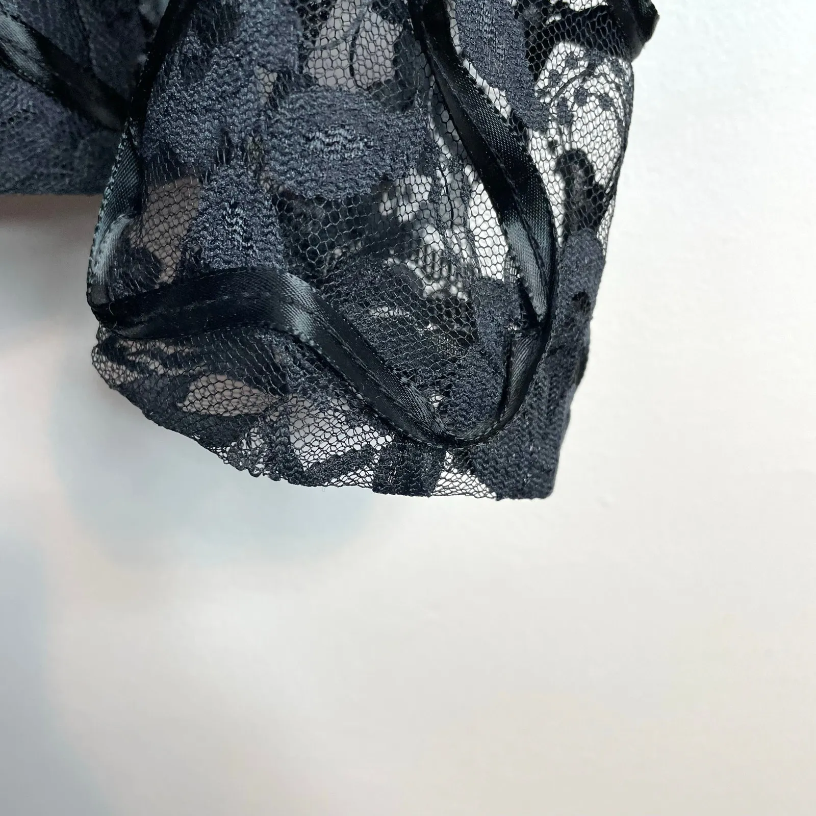 Vintage Patra Black Lace Ribbon Soutache Mesh Fitted Jacket Puff Shoulders Bow 6 - Image 9