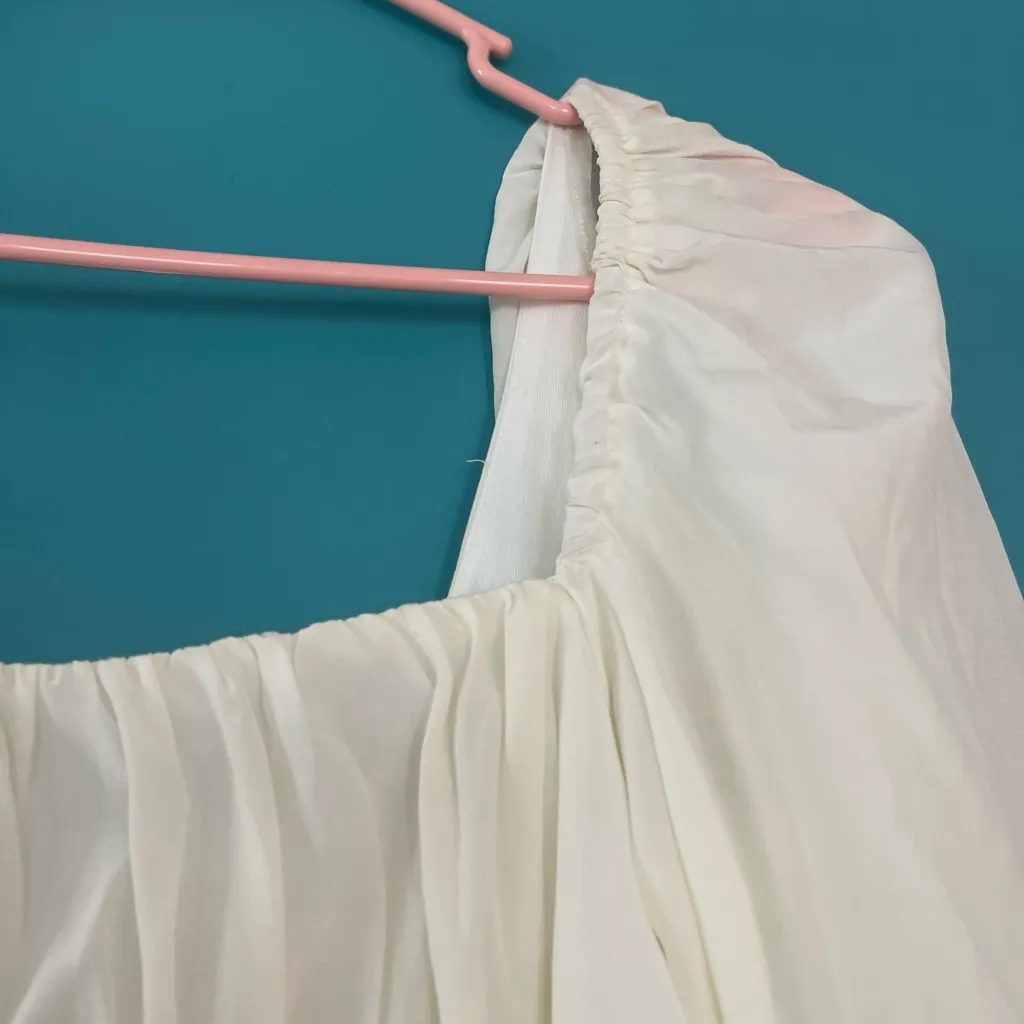 Altard State Long Sleeve White Ruched Top Mini Dress Babydoll Coquette S 🤍 - Image 10