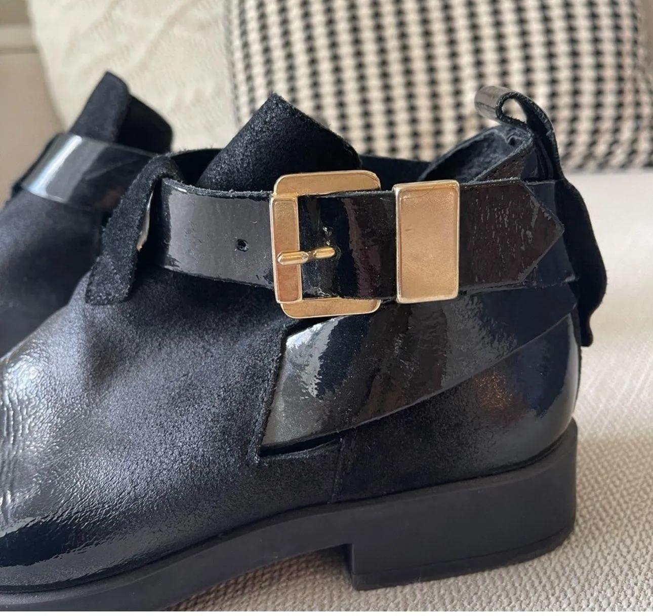 Miista black leather gold buckle ankle boots Size 6 - Image 4