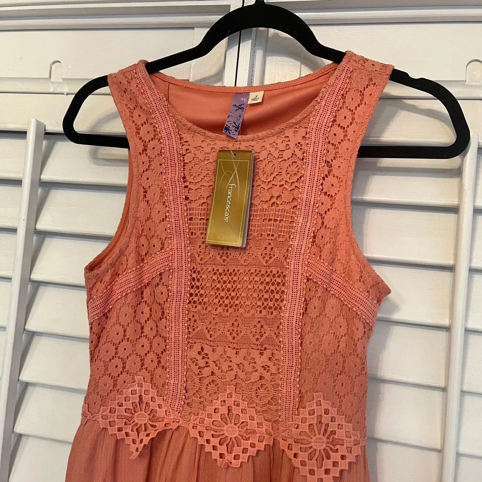 Alya Peach Lace‎ High Low Dress Size Small - Image 3