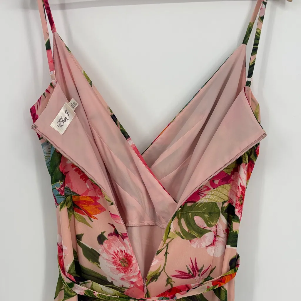 Eliza J Floral Sleeveless Pleated Ruffled Chiffon Maxi Dress Womens Size 10 Pink - Image 8