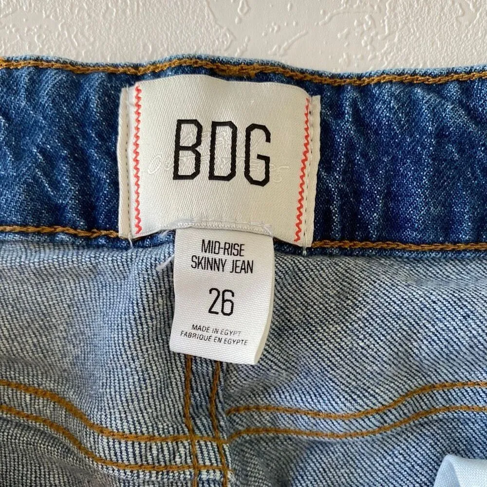 BDG Urban Outfitters Mid Rise Skinny Jeans – Women’s 26 Blue Raw Hem - Image 5