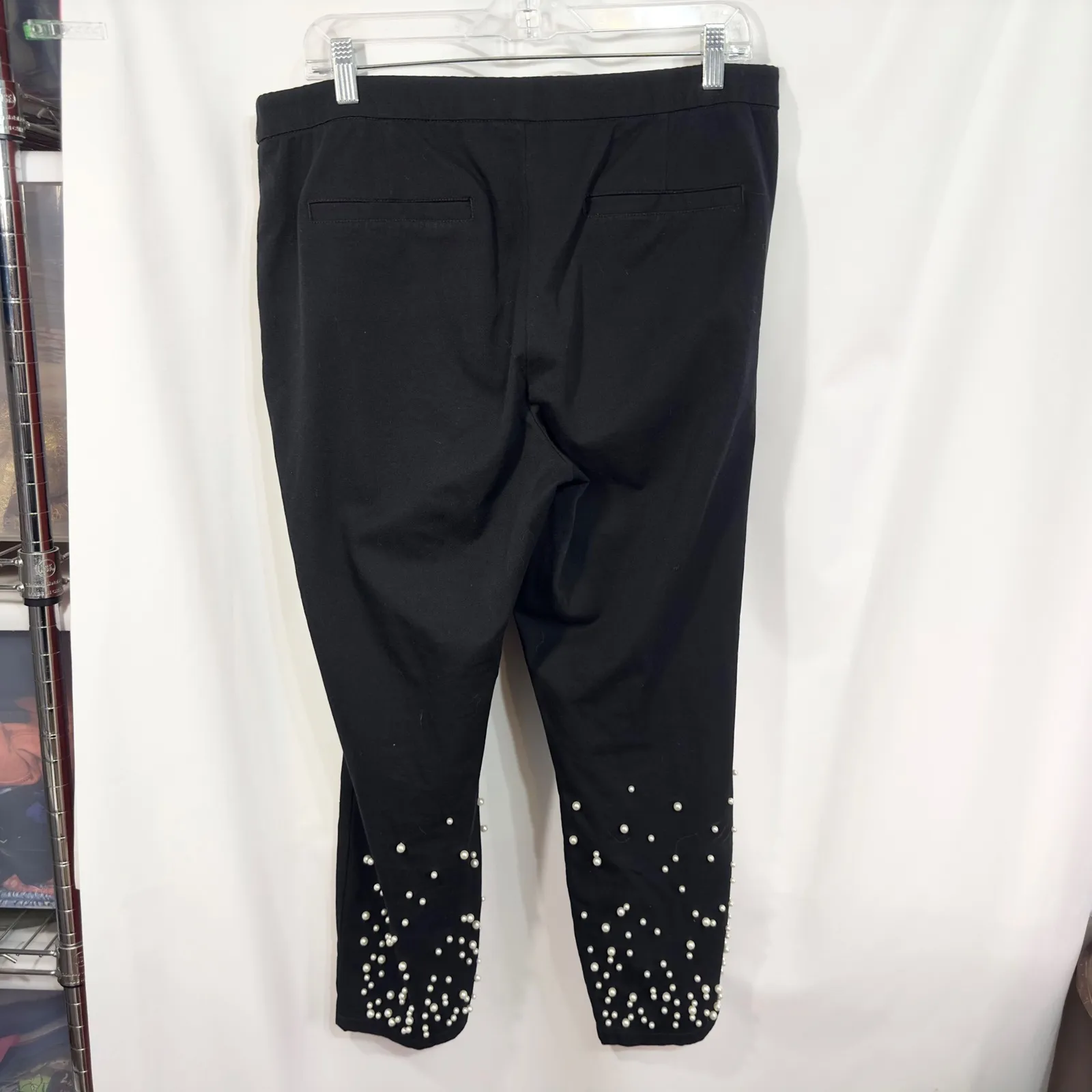 Isaac Mizrahi LIVE! Size 14P Pants‎ Black Pearl Beaded Dress Pants Trousers 1026 - Image 3