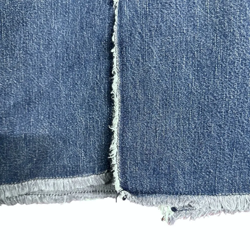 Guess Jeans Y2K Sz 28 Vintage Raw Edge Knee Length Denim Jean Skirt Made In USA - Image 5