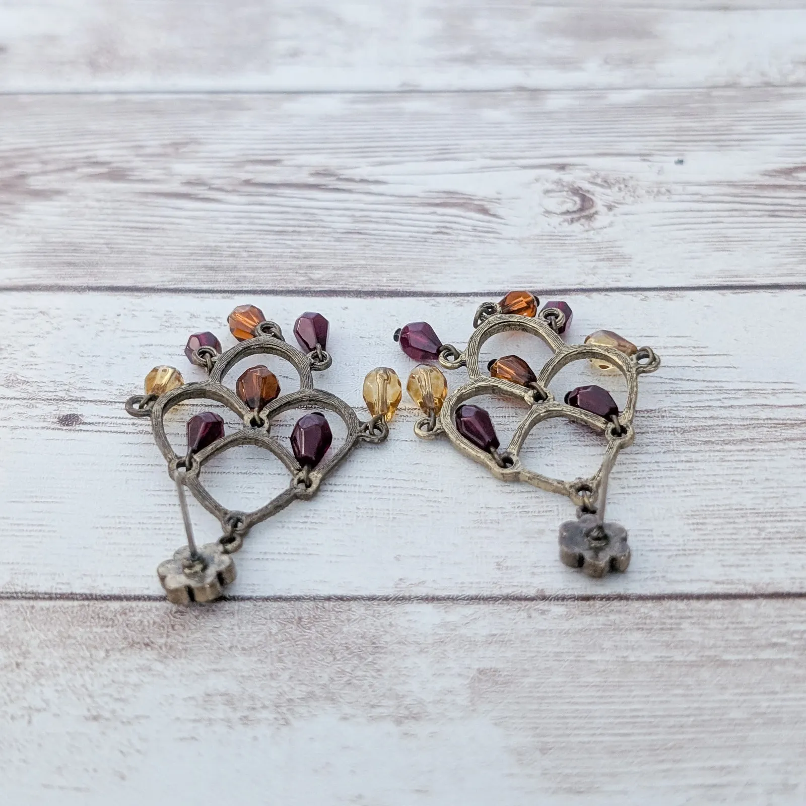 Vintage Stud Earrings Dangle Earrings with Fall Tones - Image 5