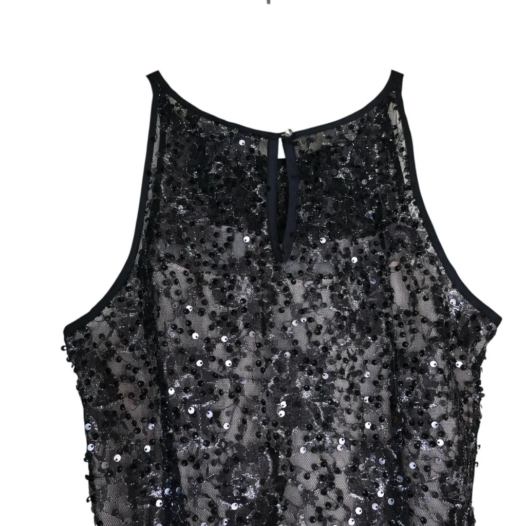 WHBM Women's XS Sequin Black Dressy Sleeveless Lined Tank - Image 4