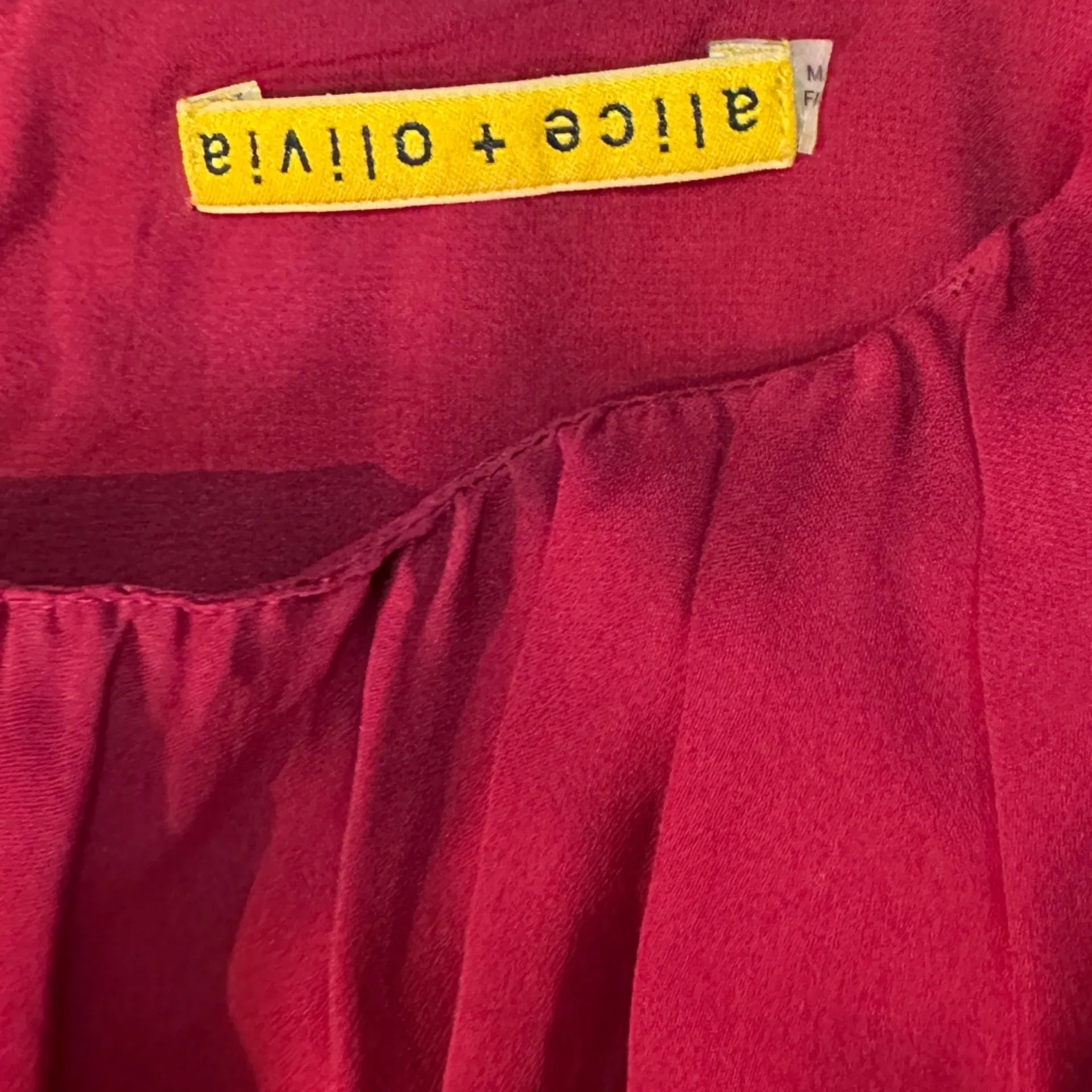 Alice + Olivia Meg‎ Leather Cap Sleeve Silk Leather Mini Dress Red M Cocktail - Image 9