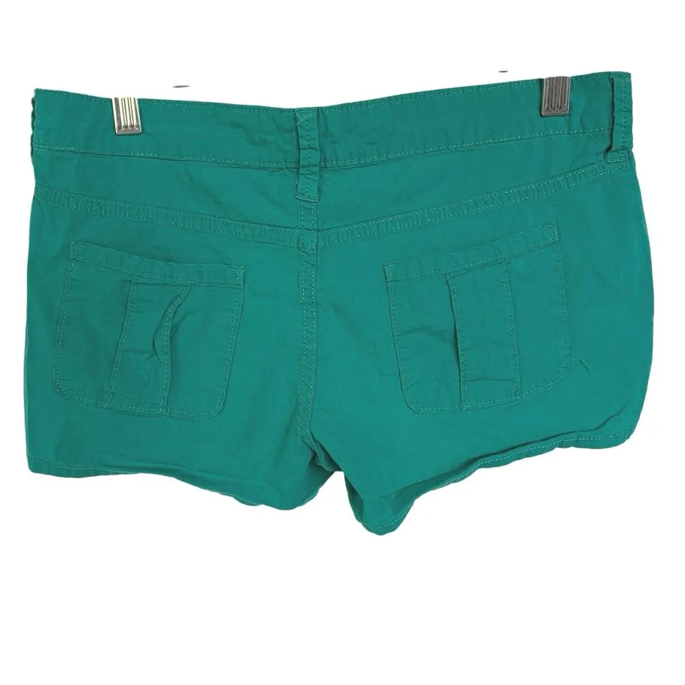 Y2K Arizona Micro Mini Shorts Teal Green Indie Sleeze Summer Button Fly Size 5 - Image 2