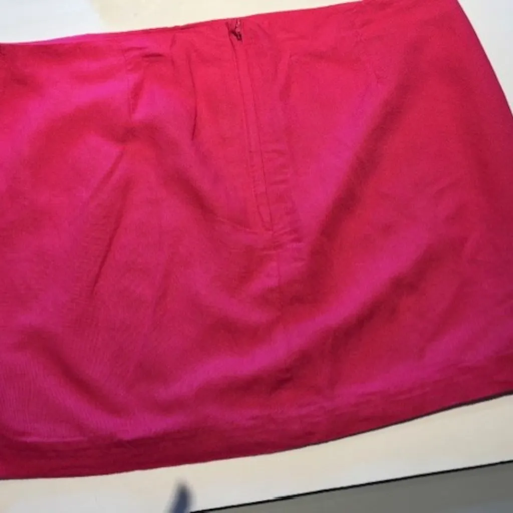 H&M Skirt Womens 14 Hot Pink Lined Linen Blend Mini Skirt Pencil Party Club - Image 2