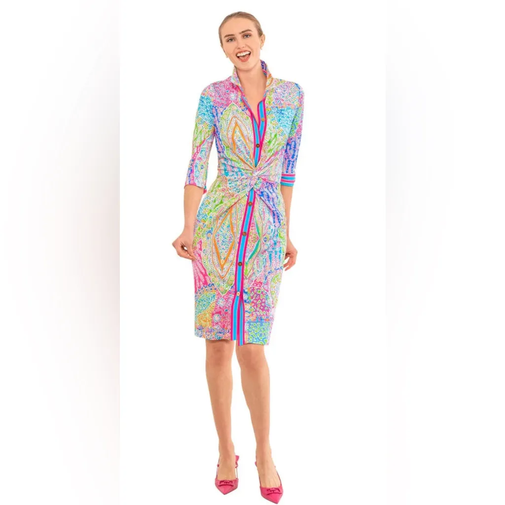 GRETCHEN SCOTT TWIST AND SHOUT DRESS GRAND BAZAAR BRIGHTS XL Pink - Image 2