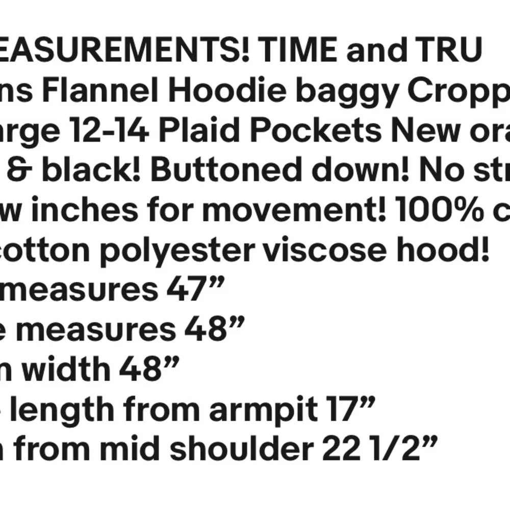 TIME and TRU Womens Flannel Hoodie Shirt Cropped Size Large 12-14 Pockets New - Image 9