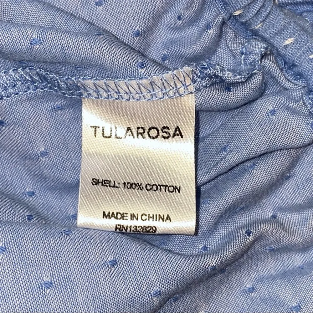 Tularosa Elinor One Shoulder Blue Chambray Textured Top SMALL - Image 6