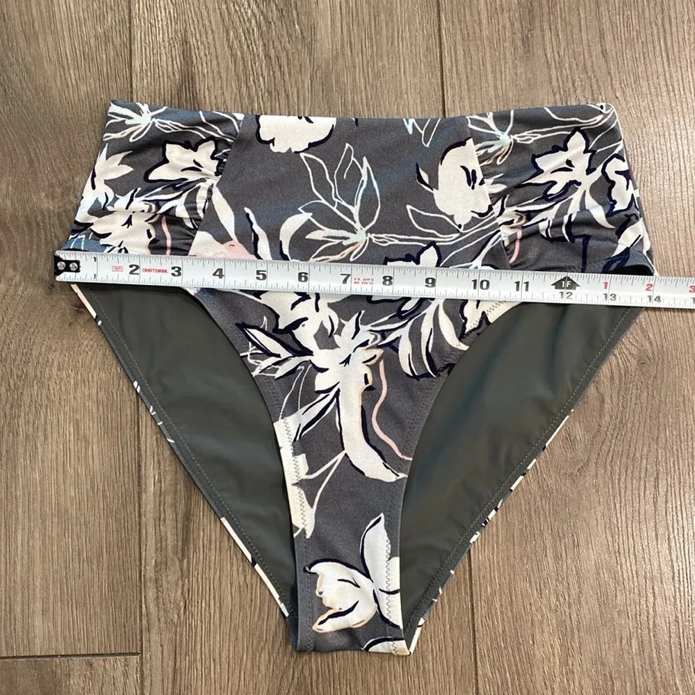 NWOT Athleta High Waist Gray Floral Bikini Bottoms Size XS/S‎ - Image 7