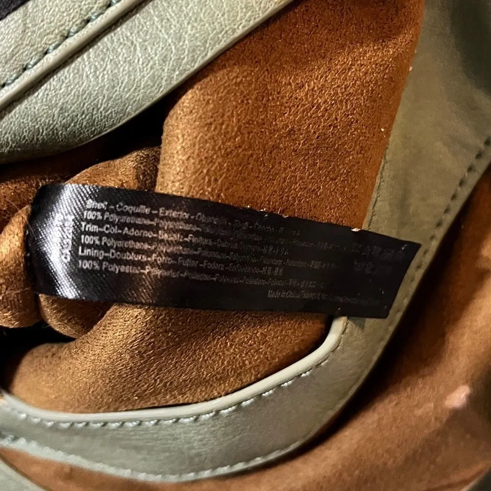 Beach Front Tote Bag Perforated Cut Out Faux Leather Green - Image 12