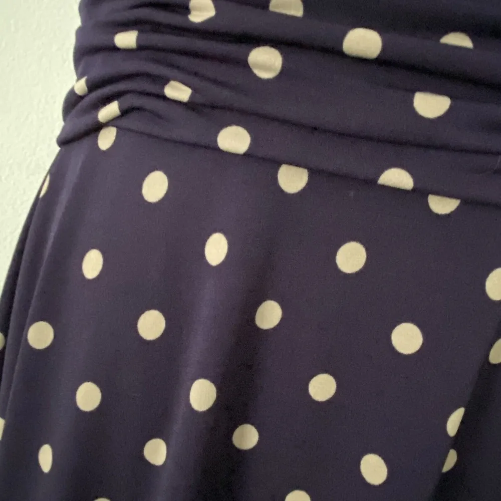 Laura Jeffries Eggplant Polka Dot Twisted Neckline Midi Dress Size 14, NWT - Image 2