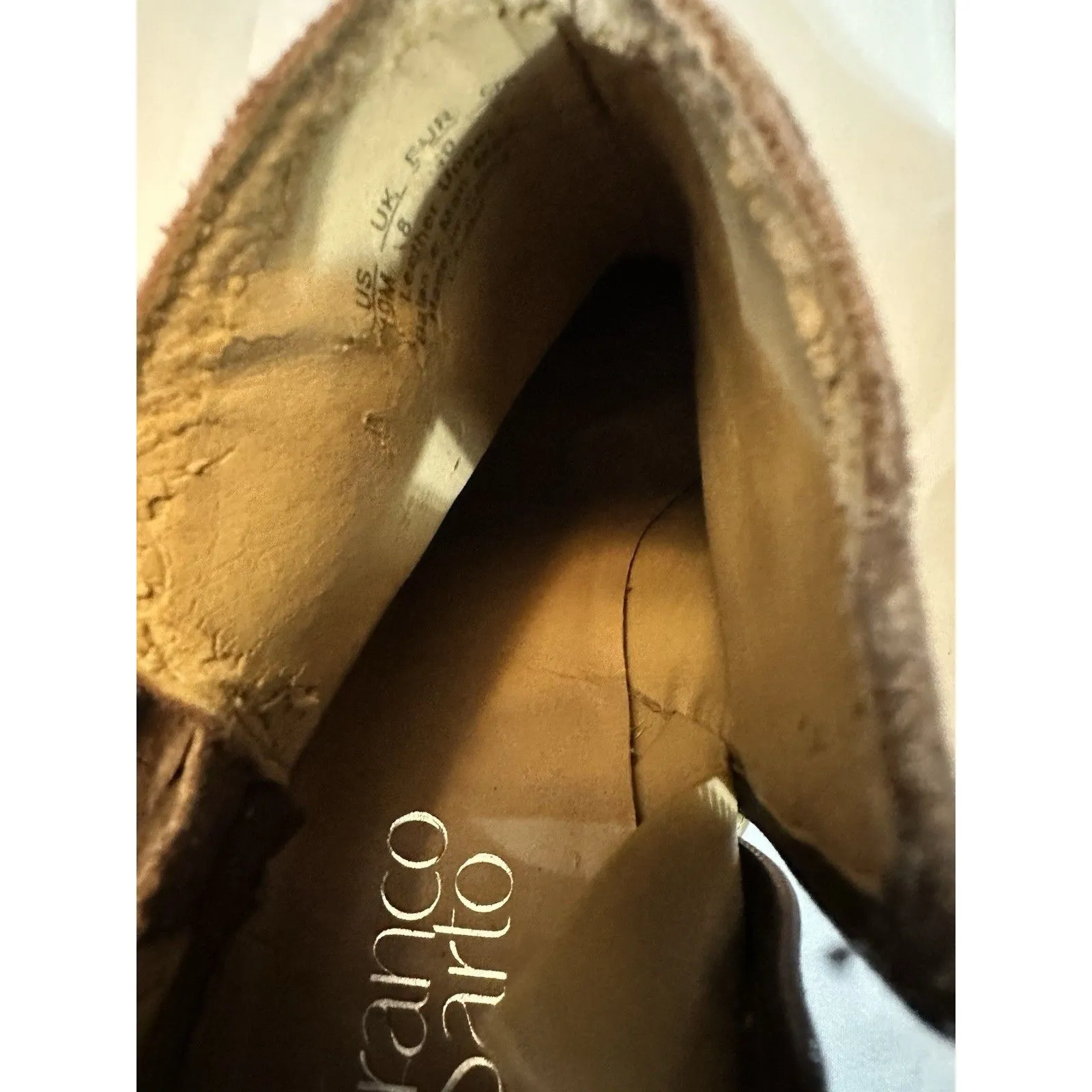 Women’s Franco Sarto Braided Fringe Brown Wedge Ankle Boots Bootie Sz. 10M - Image 14