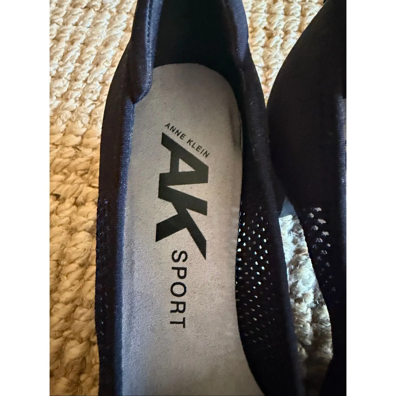 Anne Klein AK Sport Black Knit Heels Women Size 8.5 /X Block Heel Slip On - Image 6