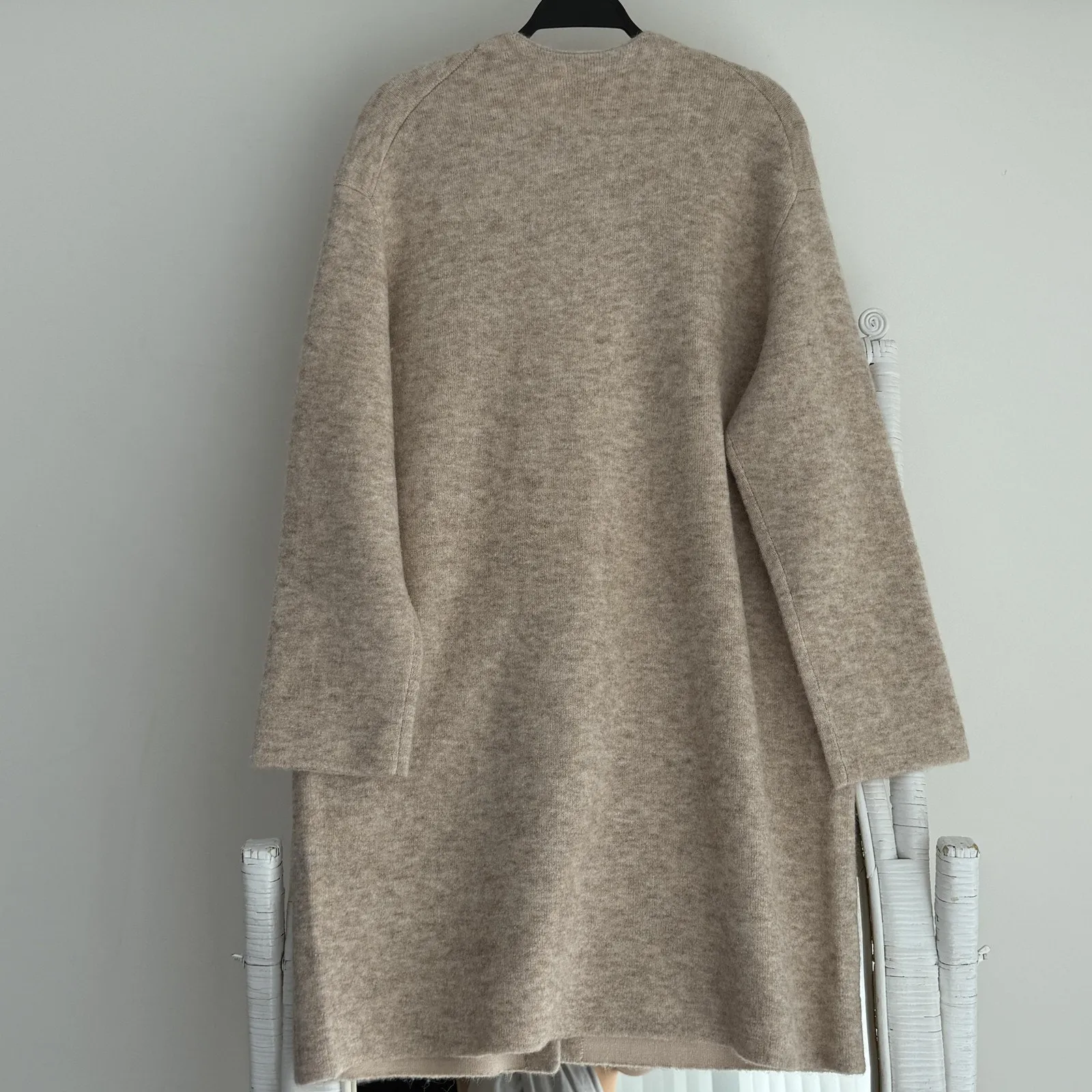 Vince Textured Soft Sculpted Car Coat Large Beige Longline Wool Alpaca Blend - Image 9