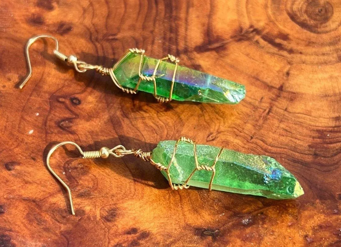 Handmade Green Quartz Earrings - Image 2