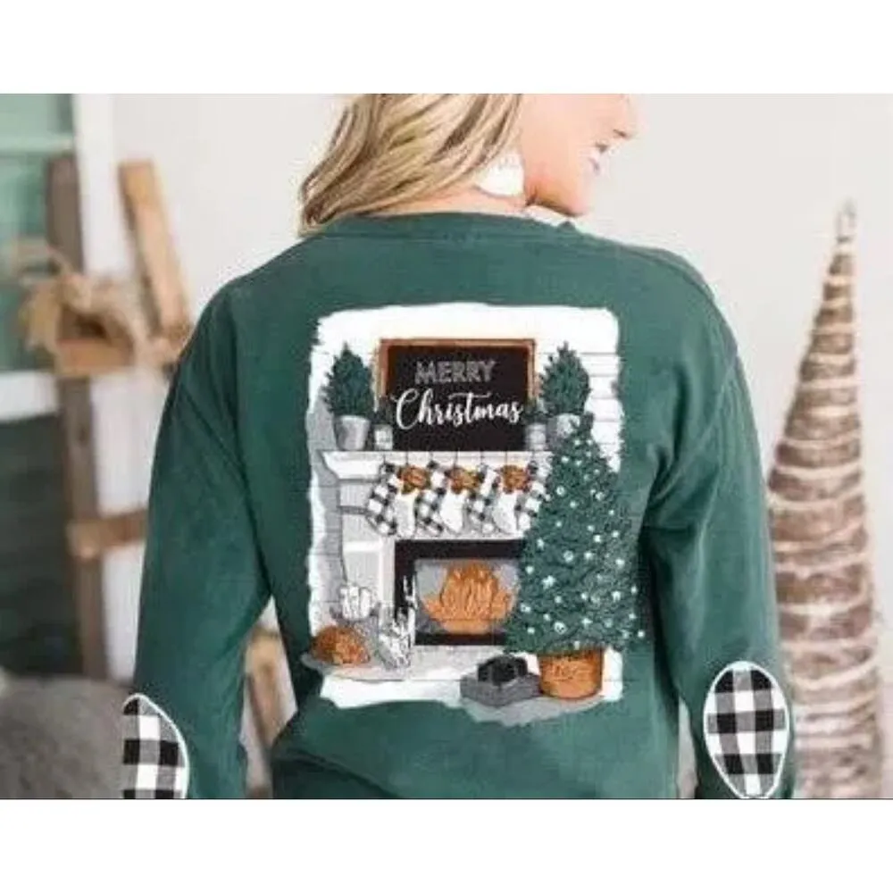 Gameday‎ Couture "I'll Be Home" Holiday Elbow Patch Shirt Women's Small N… Green - Image 11