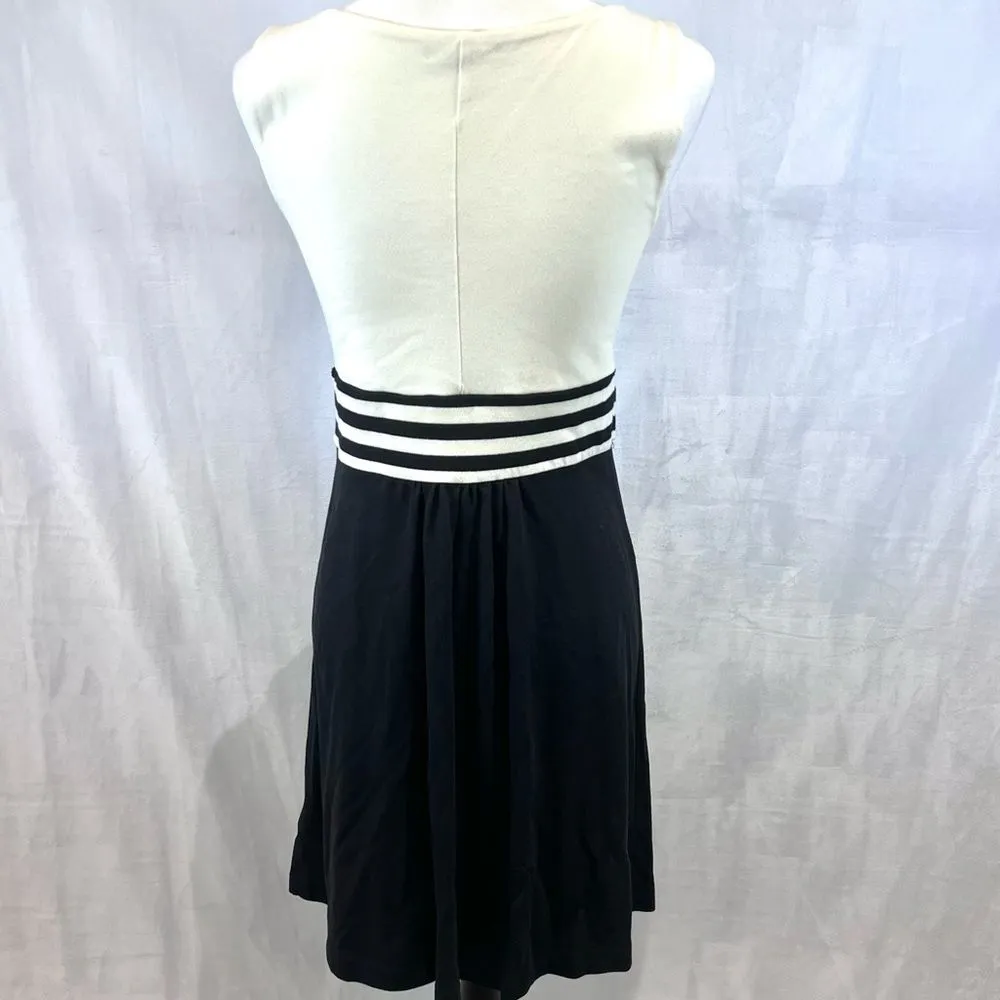 Lands End black and ivory white surplice top knit dress size small - Image 5
