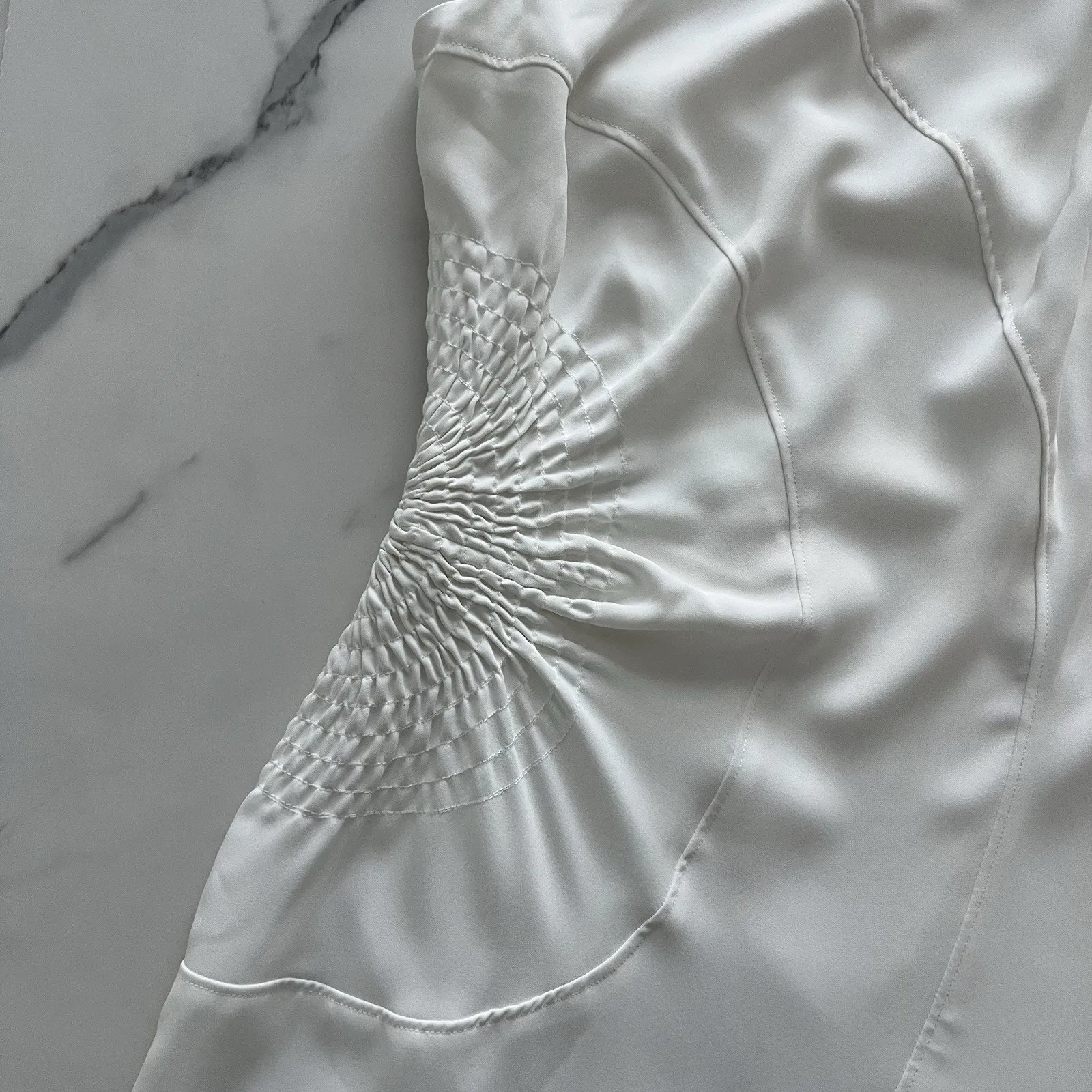 A.L.C. Kaia Gathered Sleeveless Midi Dress Off White Size 6 Feminine modest Chic - Image 9