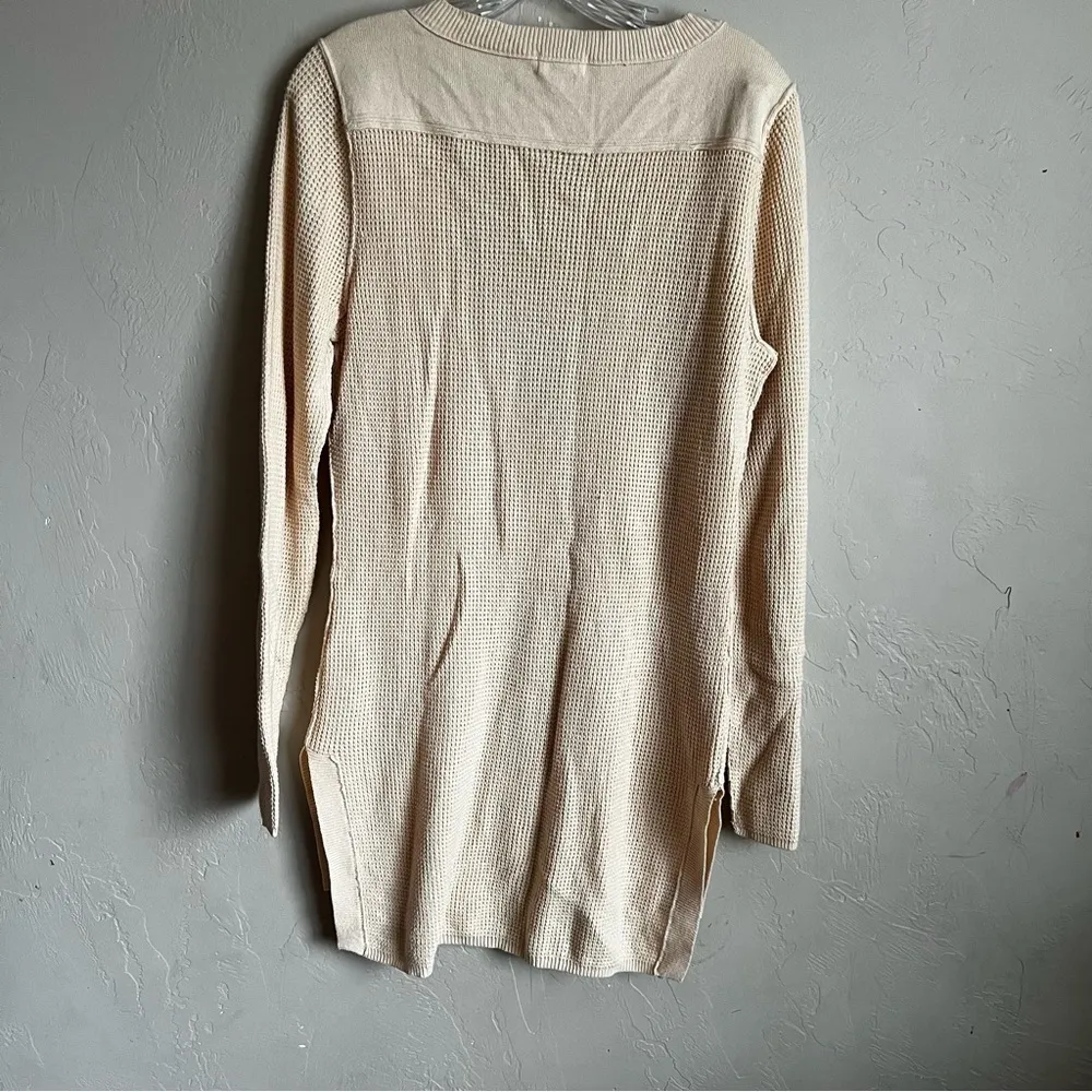Maison Jules Cream Longline Button Down Waffle knit‎ Cardigan - Image 8