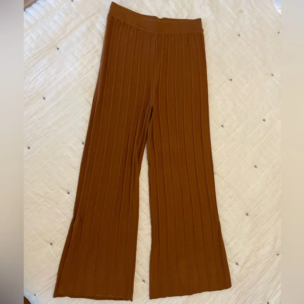 ASCOT + HART Josie Rib Knit Wide Leg Crop Sweater Pant Size M Orange Size M - Image 5