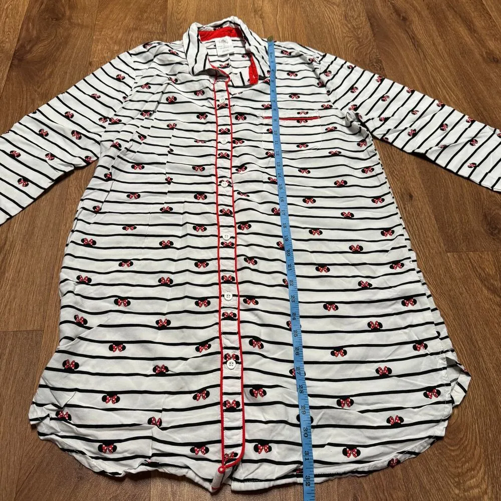Disney Minnie Mouse Striped Nightshirt Dress Women Size Small Black White Red - Image 12
