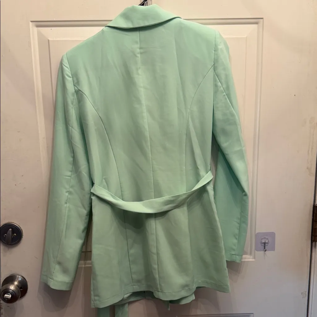 Hot & Delicious Mint Green Belted Blazer - Image 10