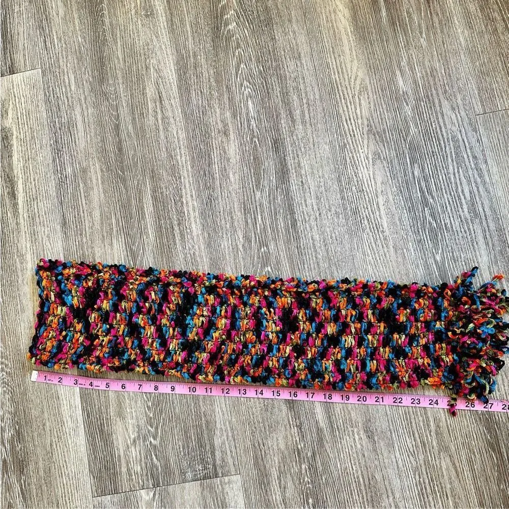 Vintage Westbound Rainbow Chenille Loop Textured Boucle Scarf - Image 4