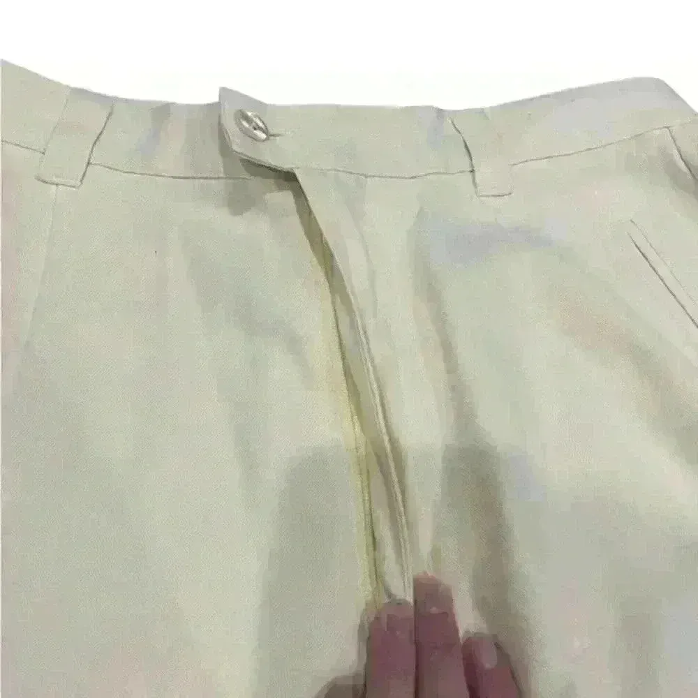 Tommy Bahamas 100% Silk‎ Pale Yellow Women’s Shorts Size 12 High Waisted - Image 4