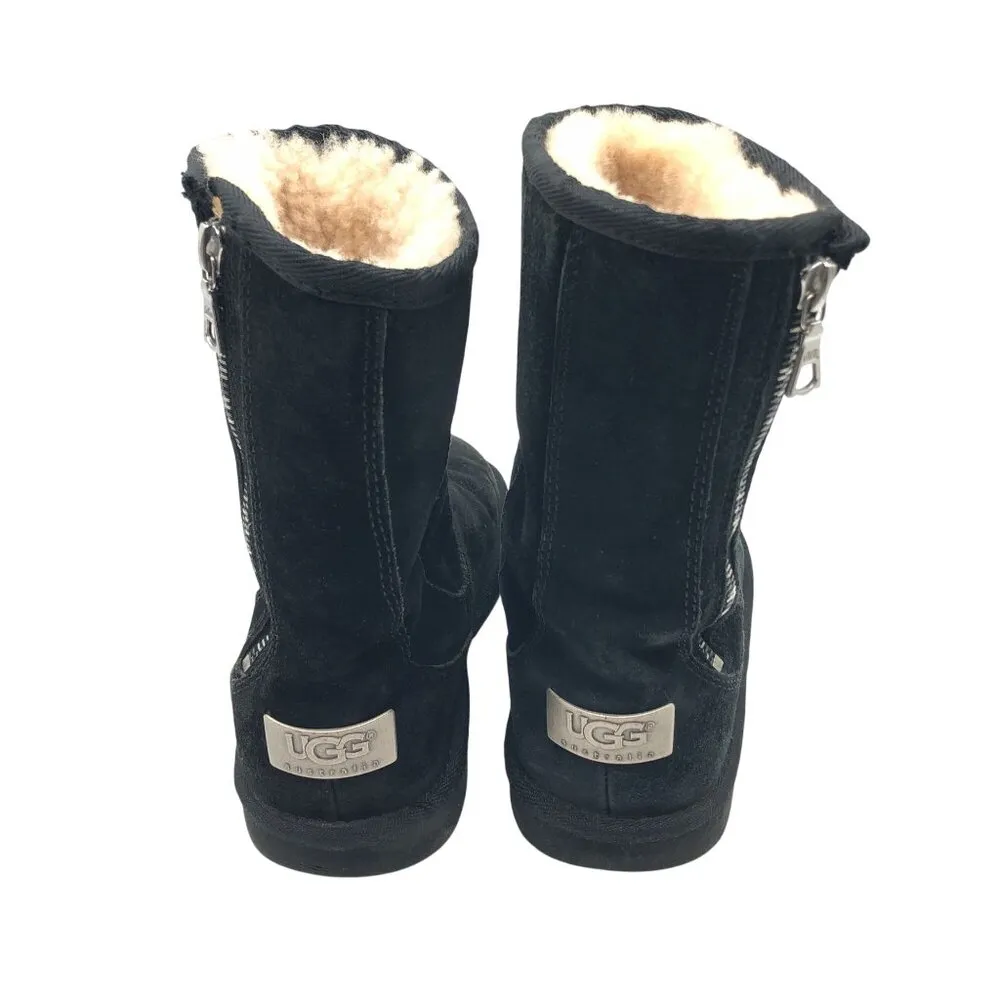 Uggs Womens Mayfaire Boots Suede Sheepskin Shearling Black 5 - Image 4