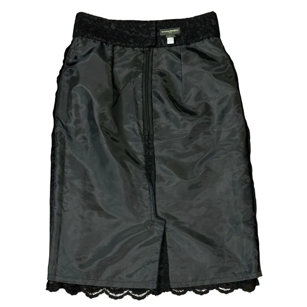 NWOT Banana Republic Size 8 Woman Black Lace Pencil Skirt With Lining Elegant - Image 2