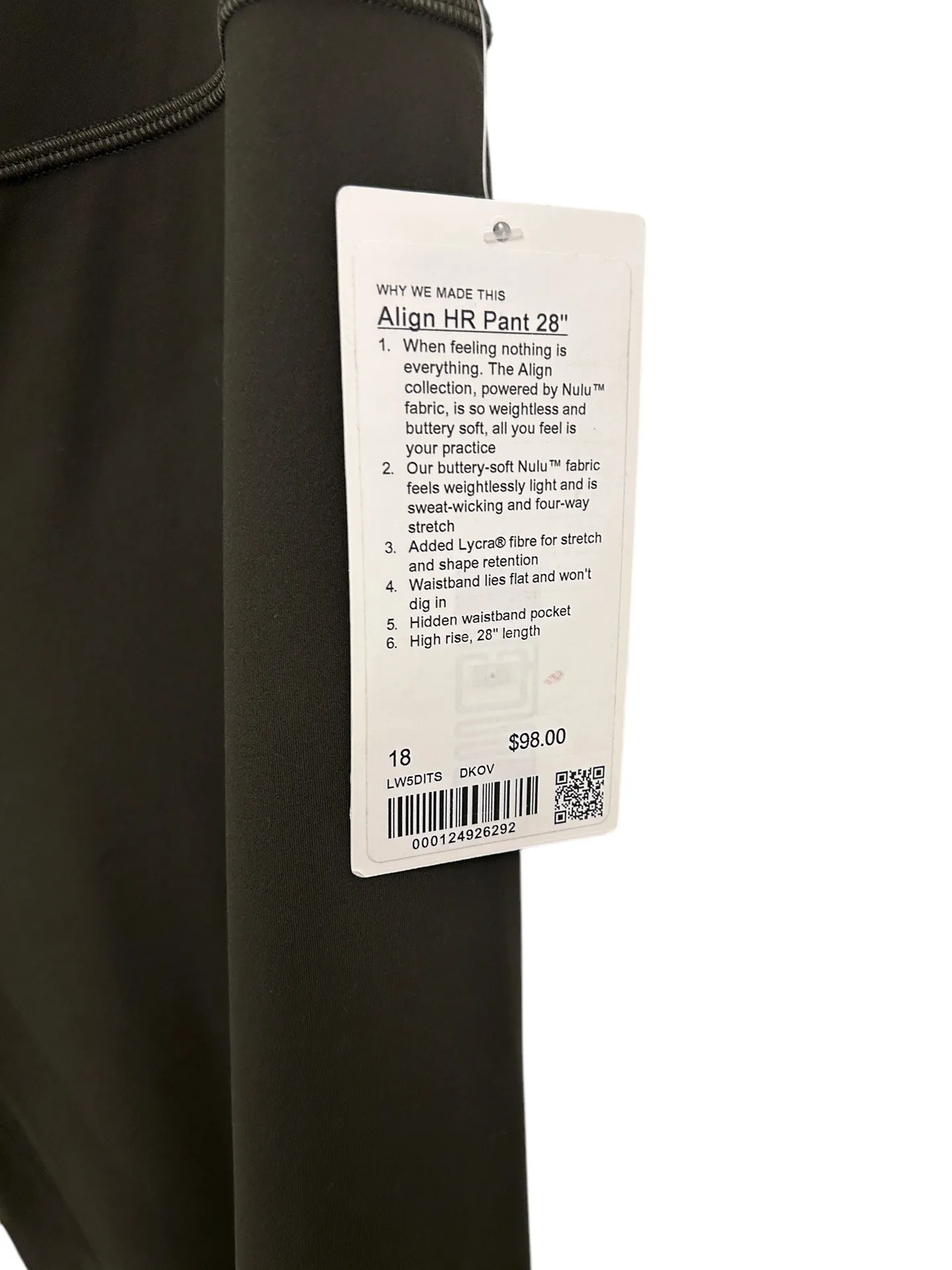 NWT  Align HR Pant 28”  Dark Olive Size 18  Authentic ( SOLD OUT) - Image 6